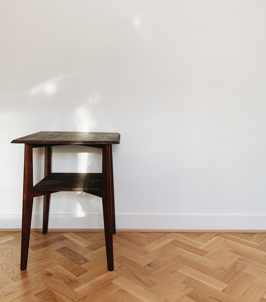 brown wooden seat on brown wooden parquet floor